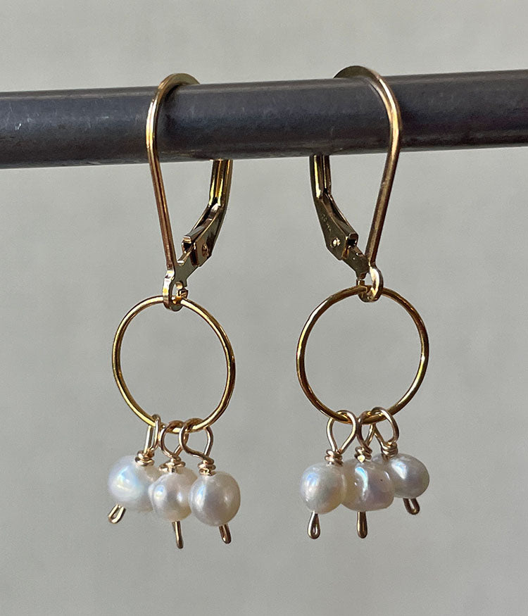Textured Trio Pearl Earrings