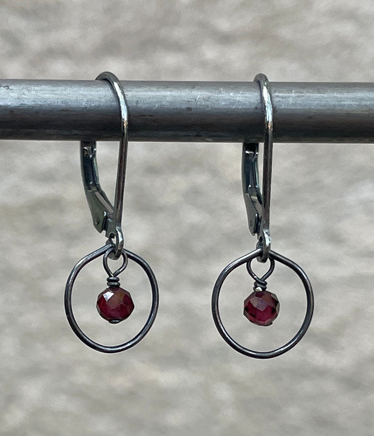 Garnet Circle Earrings