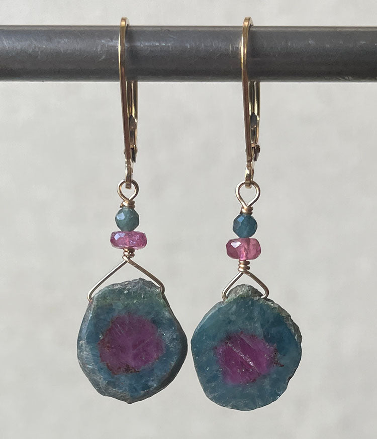 Corundum in Kyanite Earrings