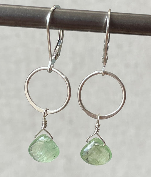 Green Kyanite Circle Earrings