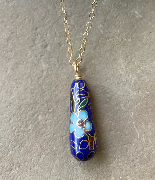 ltd-164 Vintage Cloisonné Teardrop Necklace