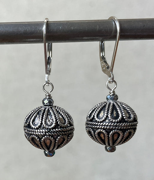 vg-stl-181 Textured Teardrops Sterling Silver Earrings