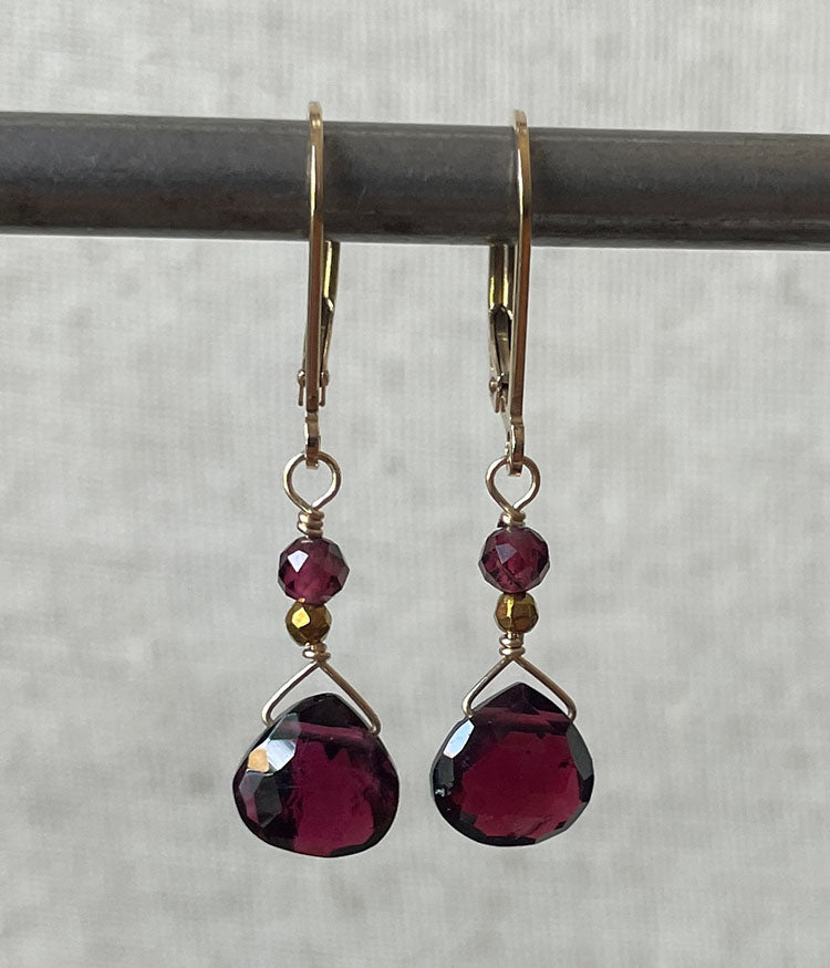 Faceted Reflection Garnet Earrings