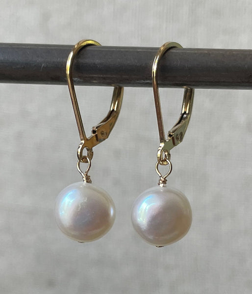 vc-prl-28 Button Pearl Earrings (gold)