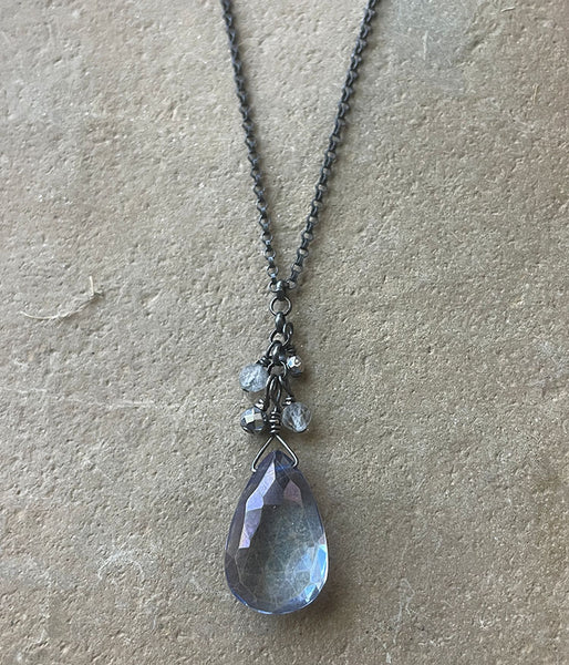 ref-1 Blue Quartz Cluster Necklace