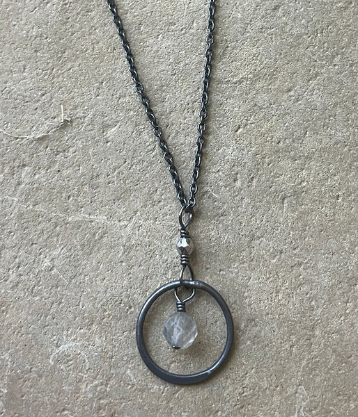 ref-8-16 Labradorite Circle Necklace