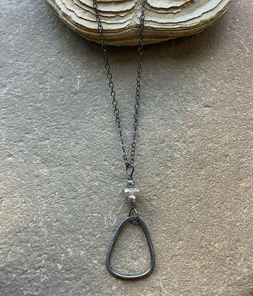 ref-10-16 Labradorite Triangle Drop Necklace