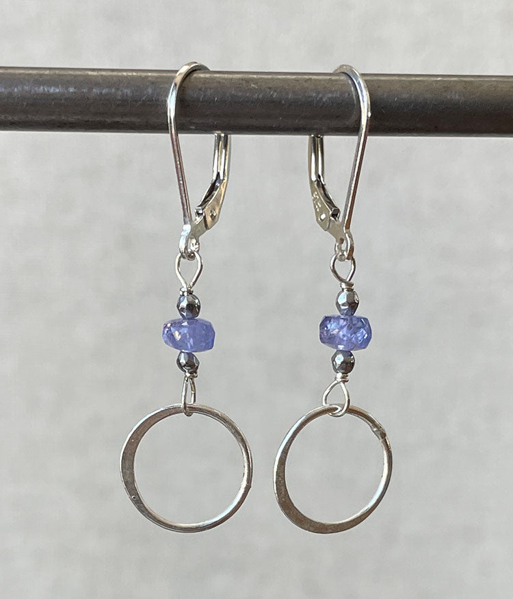 Tanzanite Circle Earrings