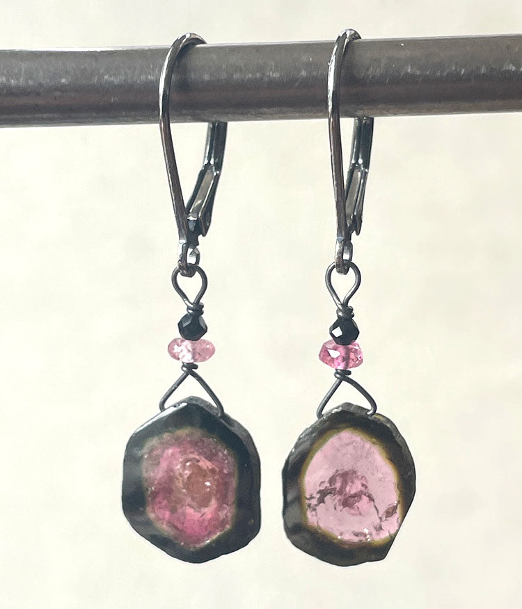 Watermelon Tourmaline Within Earrings