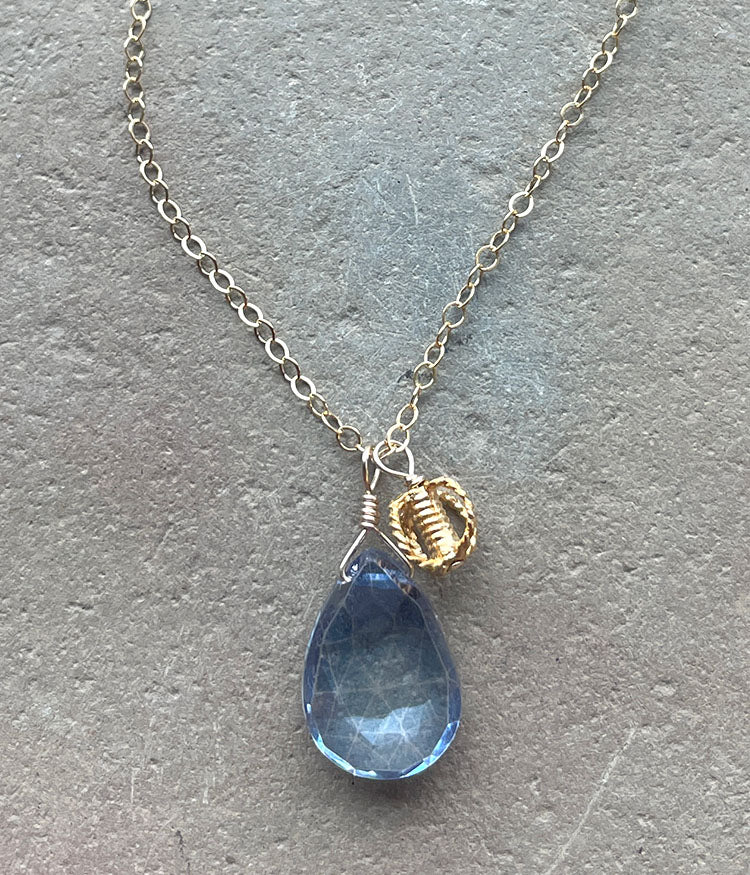 Blue Quartz Sidecar Necklace