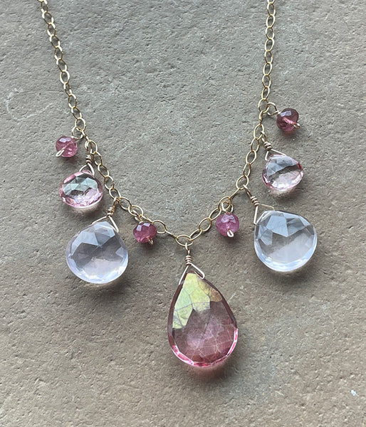 laby-28 Balance in Pink Fringe Necklace