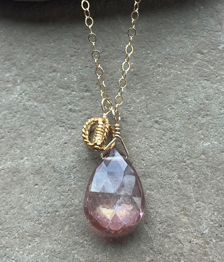 Pink Quartz Sidecar Necklace
