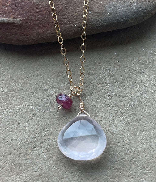 laby-22 Rose Quartz Sidecar Necklace