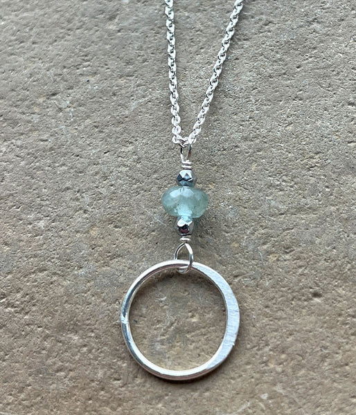 laby-8-16 Aquamarine Circle Necklace