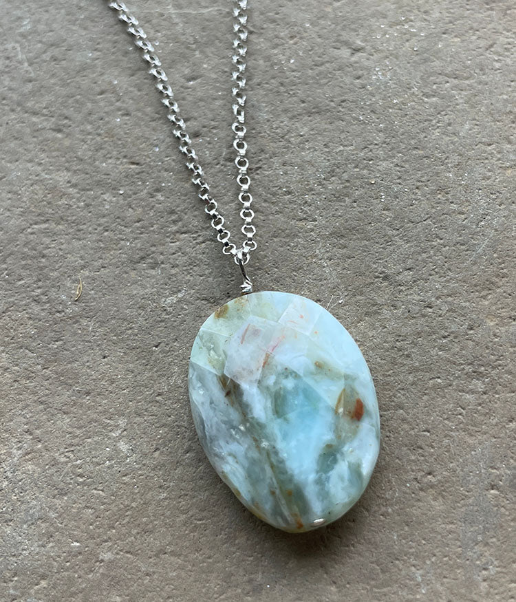 Simple Peruvian Opal Drop Necklace
