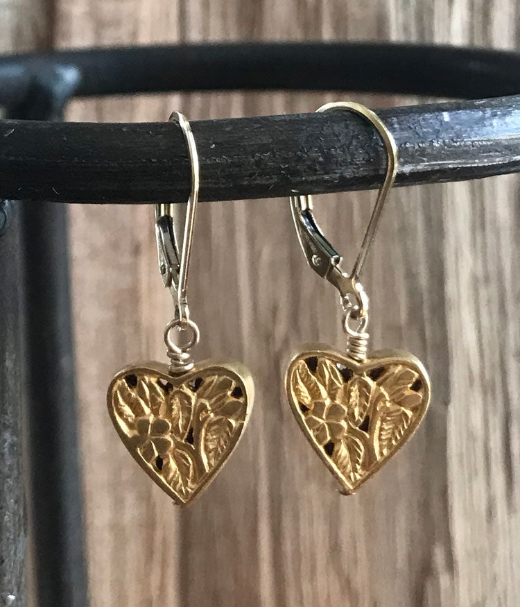 Vermeil Floral Heart Earrings