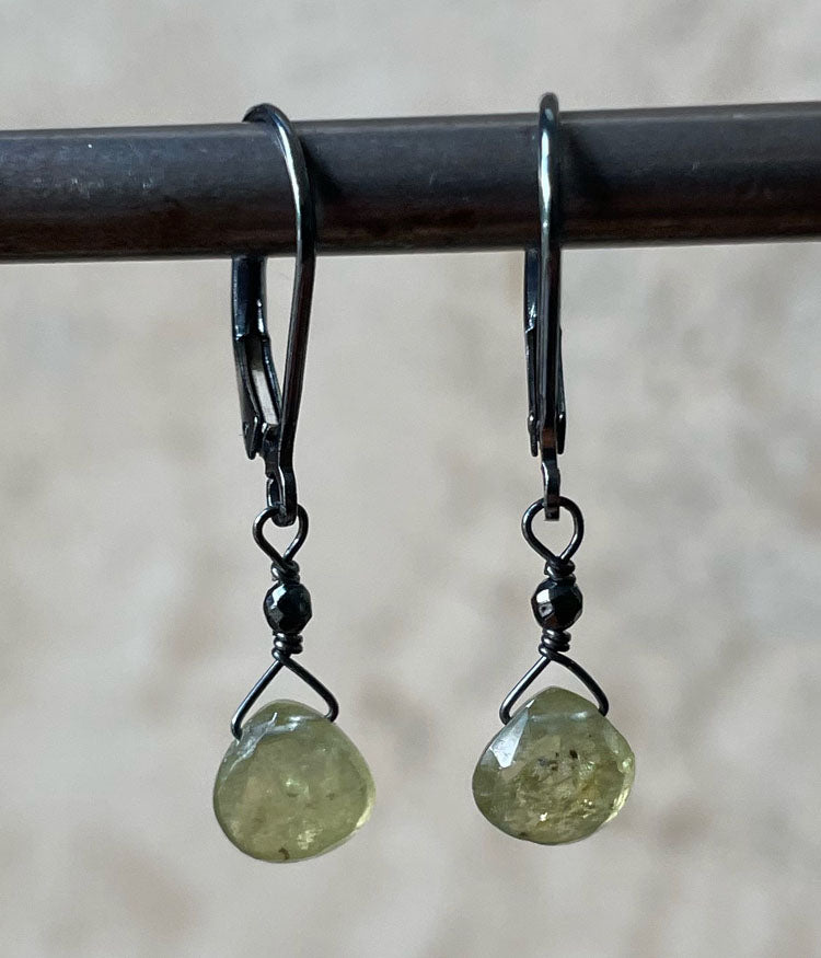 Simple Petite Green Garnet Earrings