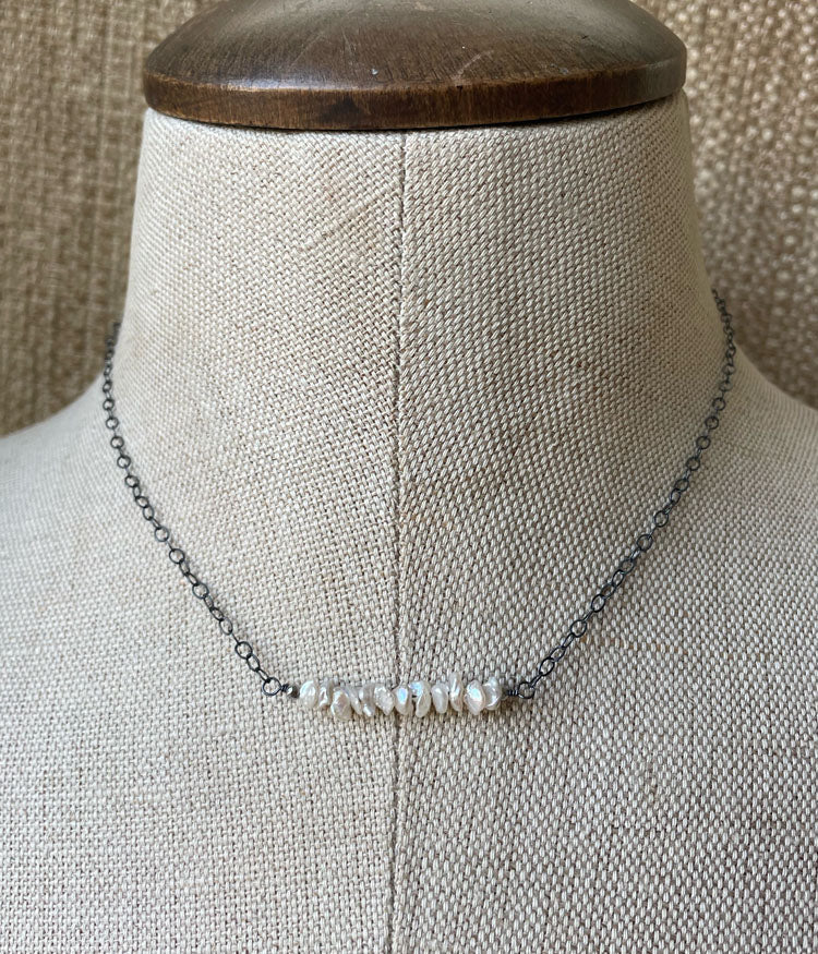 Keishi Pearl Bar Necklace