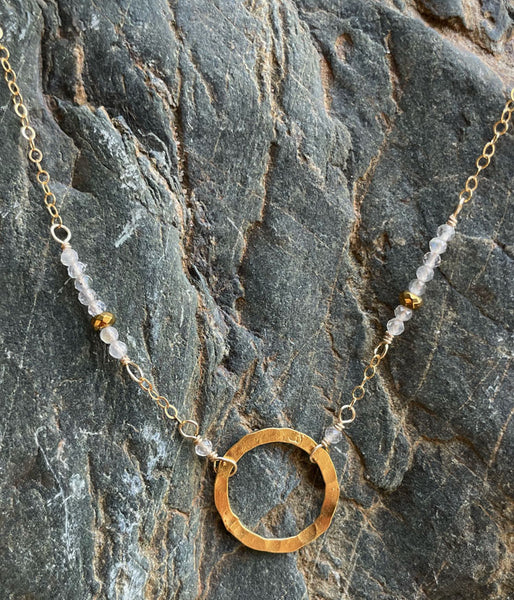 Golden Labradorite Circle Necklace