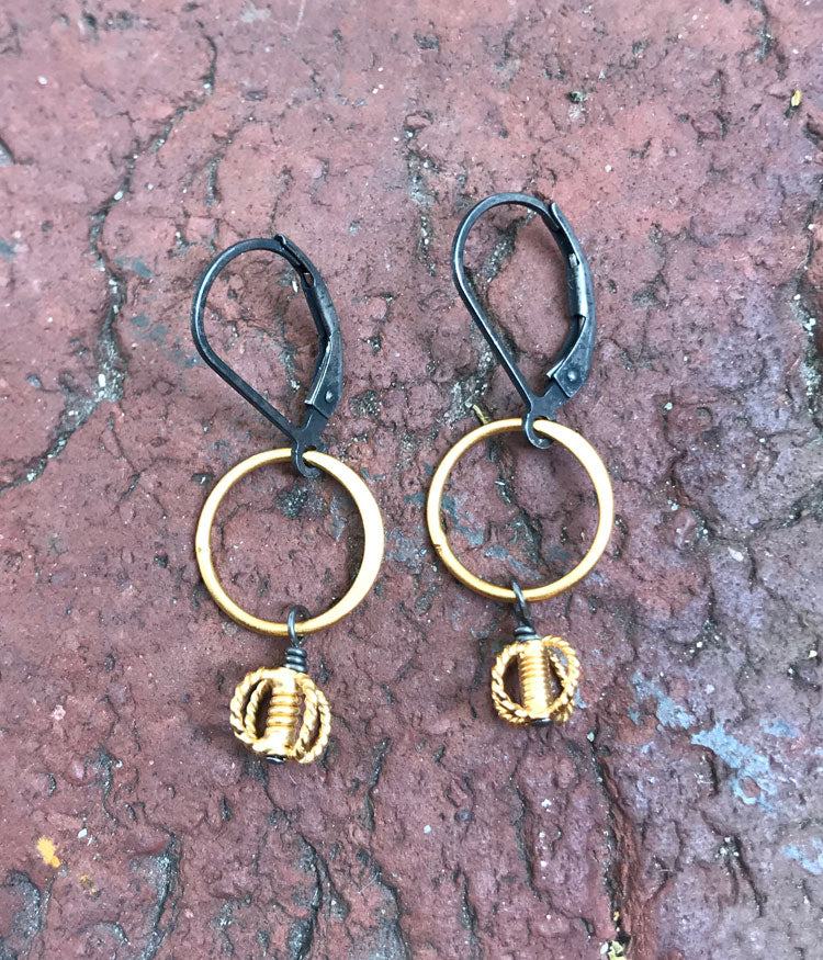 Mixed Metal Circle & Braided Earrings