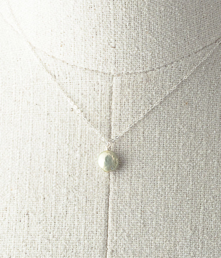 Freshwater pearl, sterling silver.
Necklace 16" or 18"
