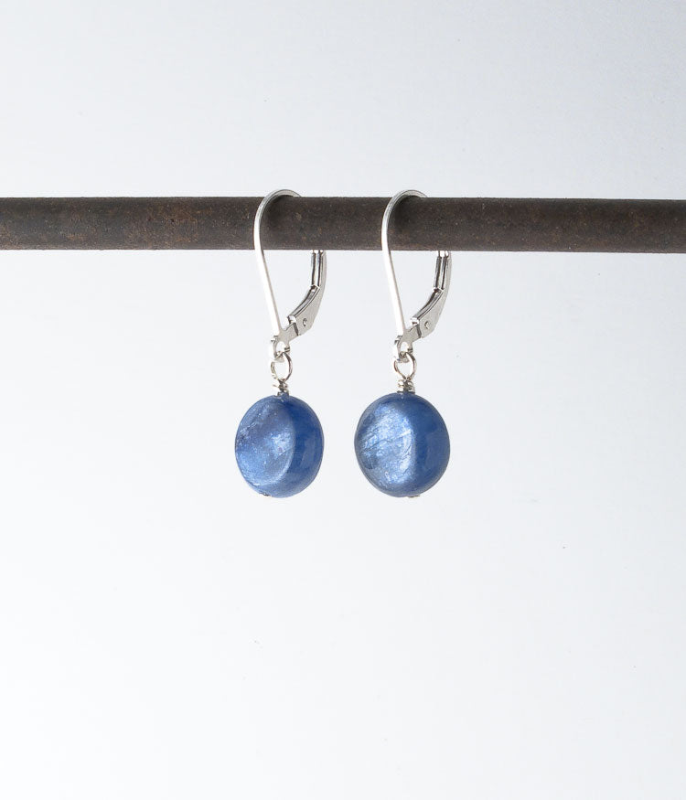 Kyanite, sterling. 
Earrings, 1"