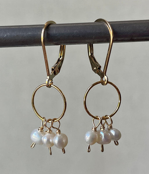 Textured Trio Pearl Earrings