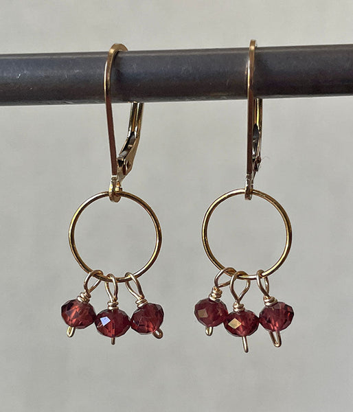 Textured Trio Garnet Earrings