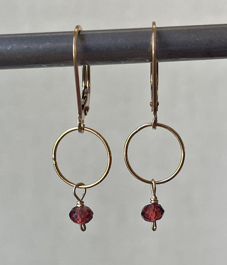 Textured Garnet Earrings