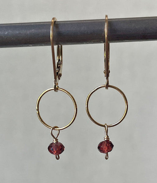 Textured Garnet Earrings