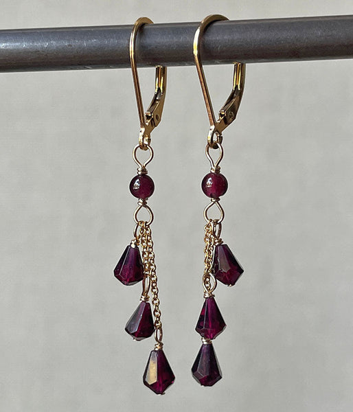 Swing and Sway Garnet Earrings