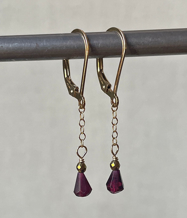 Garnet Chain Earrings