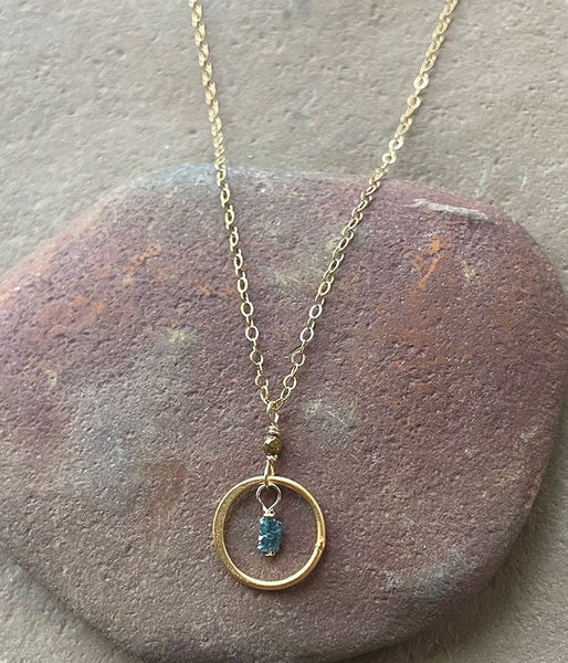 Raw Diamond Circle Necklace