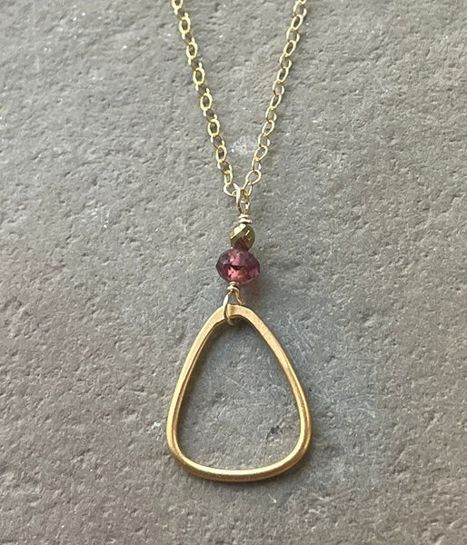 Garnet Triangle Necklace