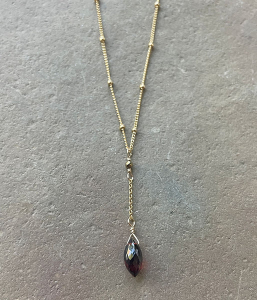 Garnet Y Necklace