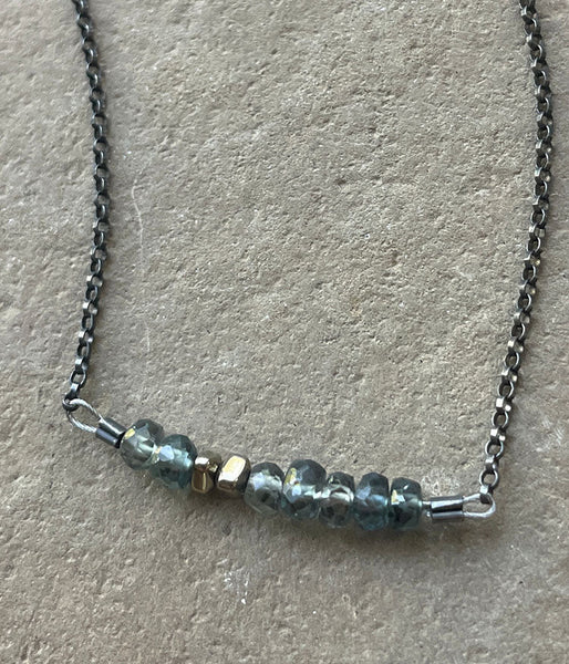 Green Sapphire Bar Necklace