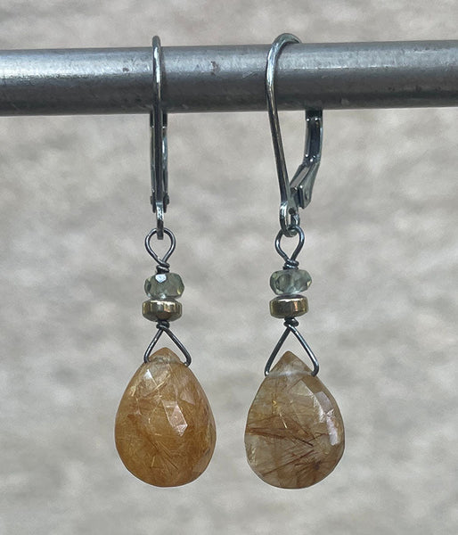 Rutilated Quartz Simple Earrings