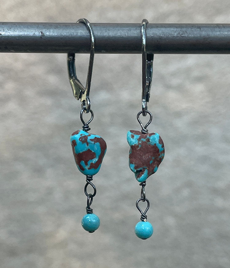 Rugged Turquoise Drop Earrings