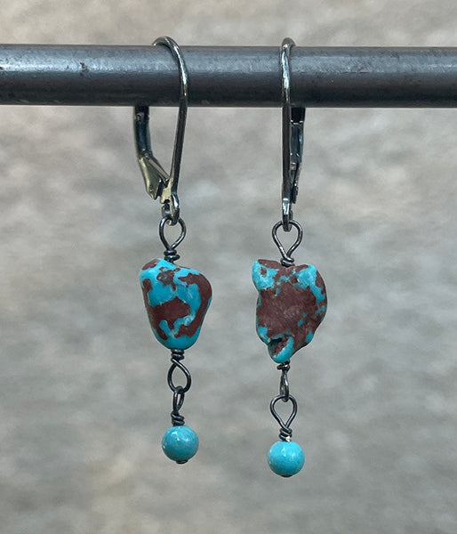 Rugged Turquoise Drop Earrings