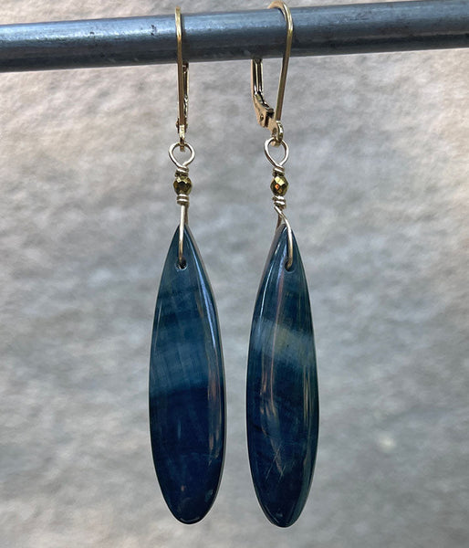 Blue Tiger's Eye Wispy Earrings