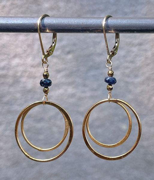 Double Circle Sapphire Earrings