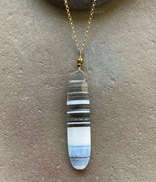 Simple Golden Banded Opal Necklace