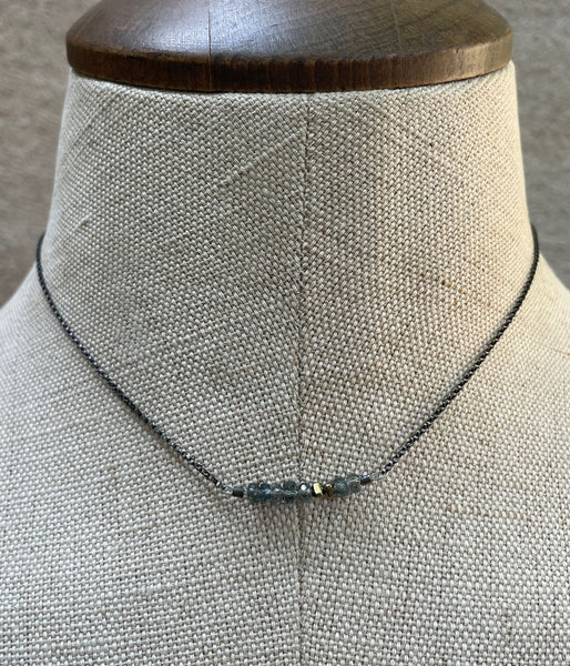 Green Sapphire Bar Necklace