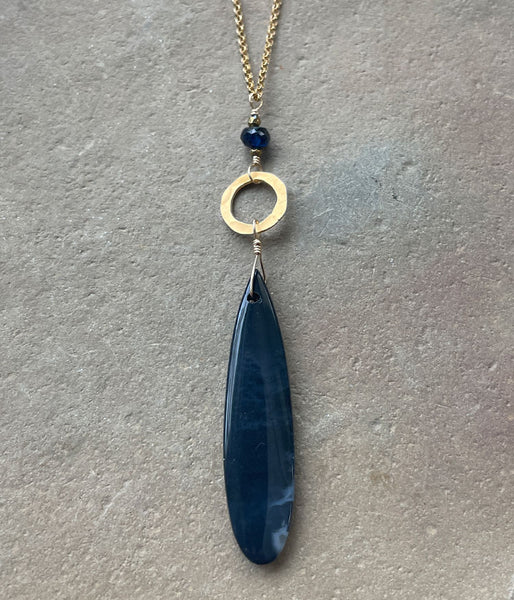 Blue Onyx Drop Necklace