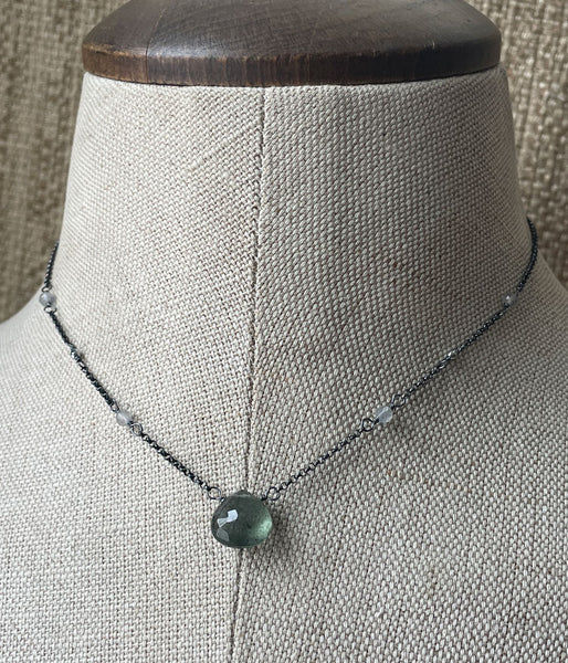 Moss Aquamarine Beaded Chain Necklace