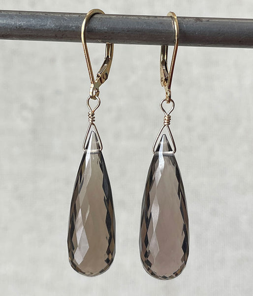 Smoky Quartz Slender Earrings