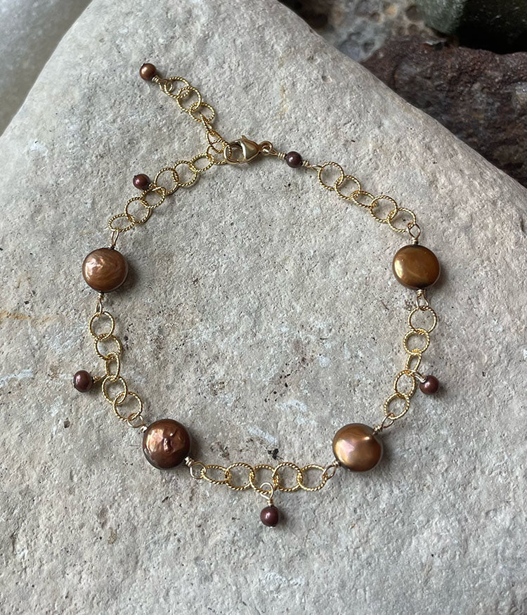Pinecone Coin Pearl Bracelet