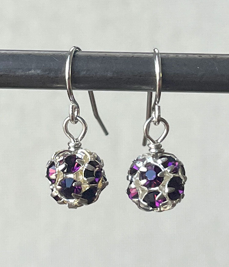 Plum Rhinestone Earrings