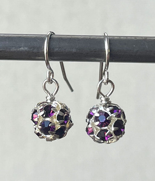 Plum Rhinestone Earrings
