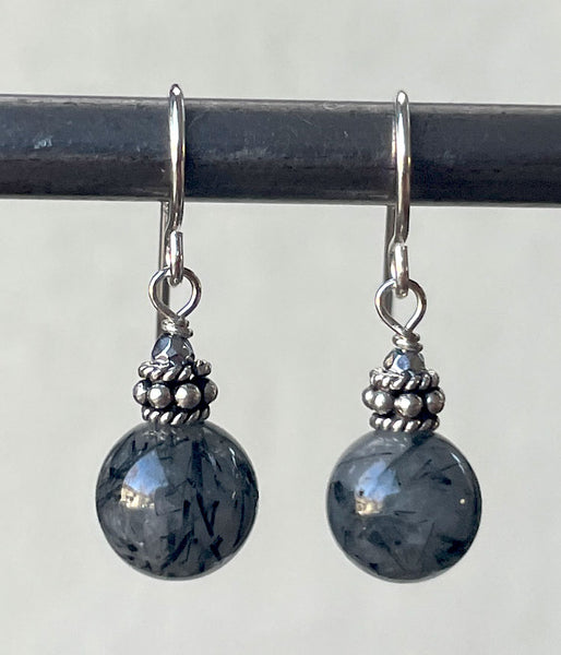 Rutilated Quartz Round Earrings